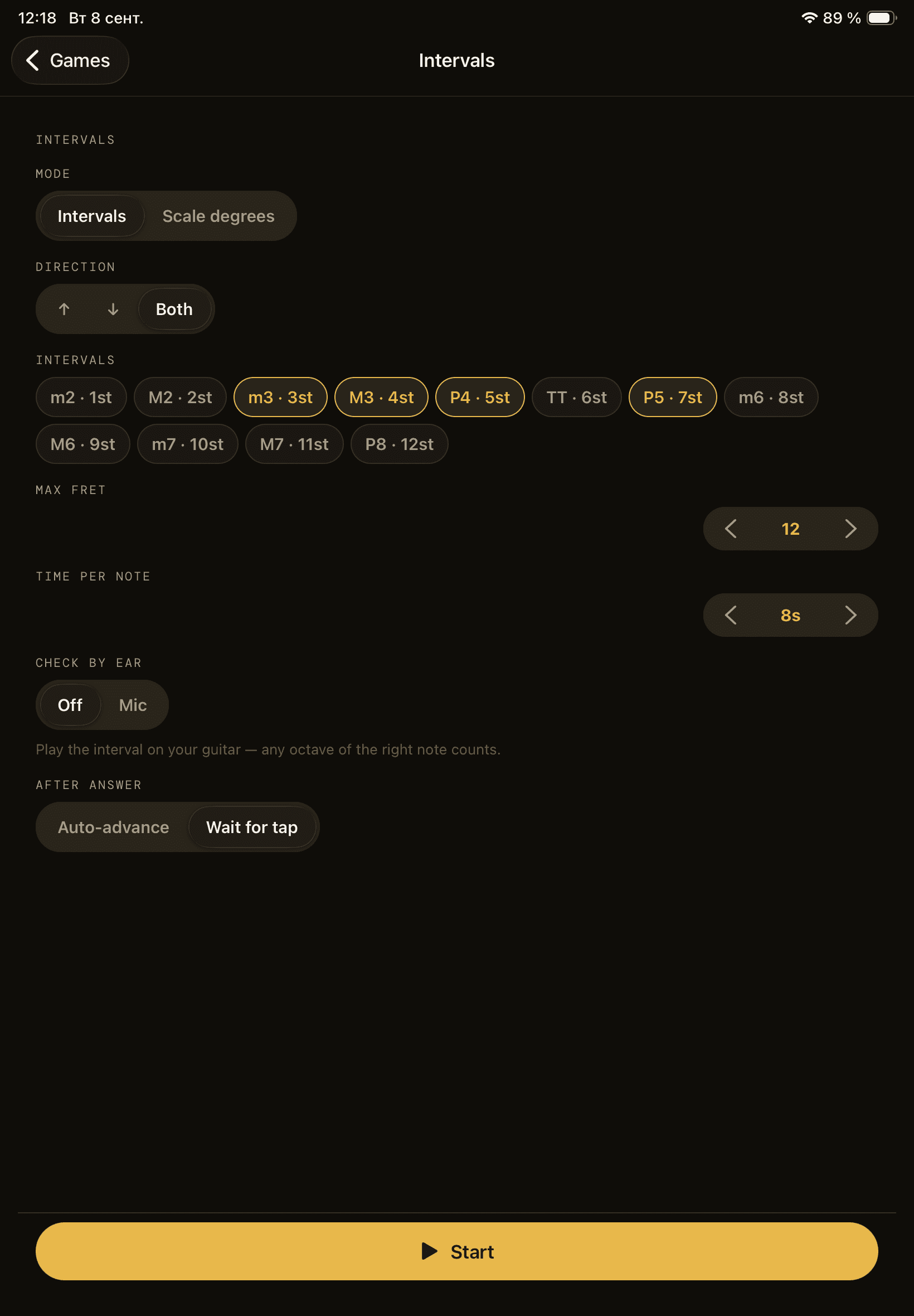 Fretride on iPad — Practice Games