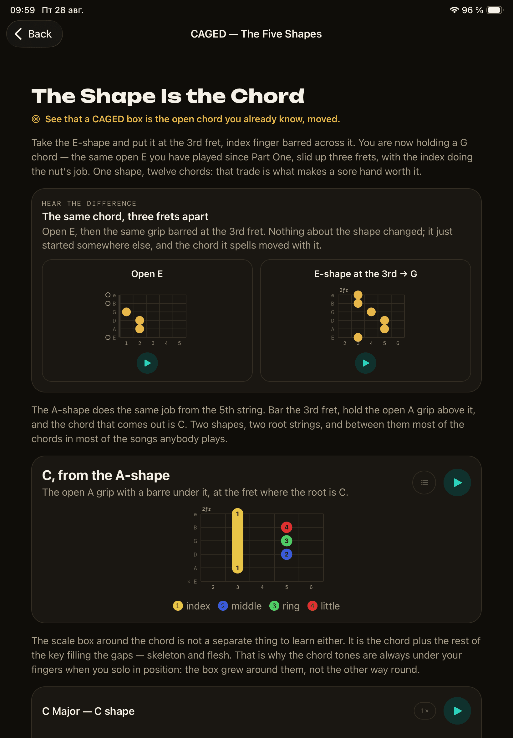 Fretride on iPad — Guided Lessons