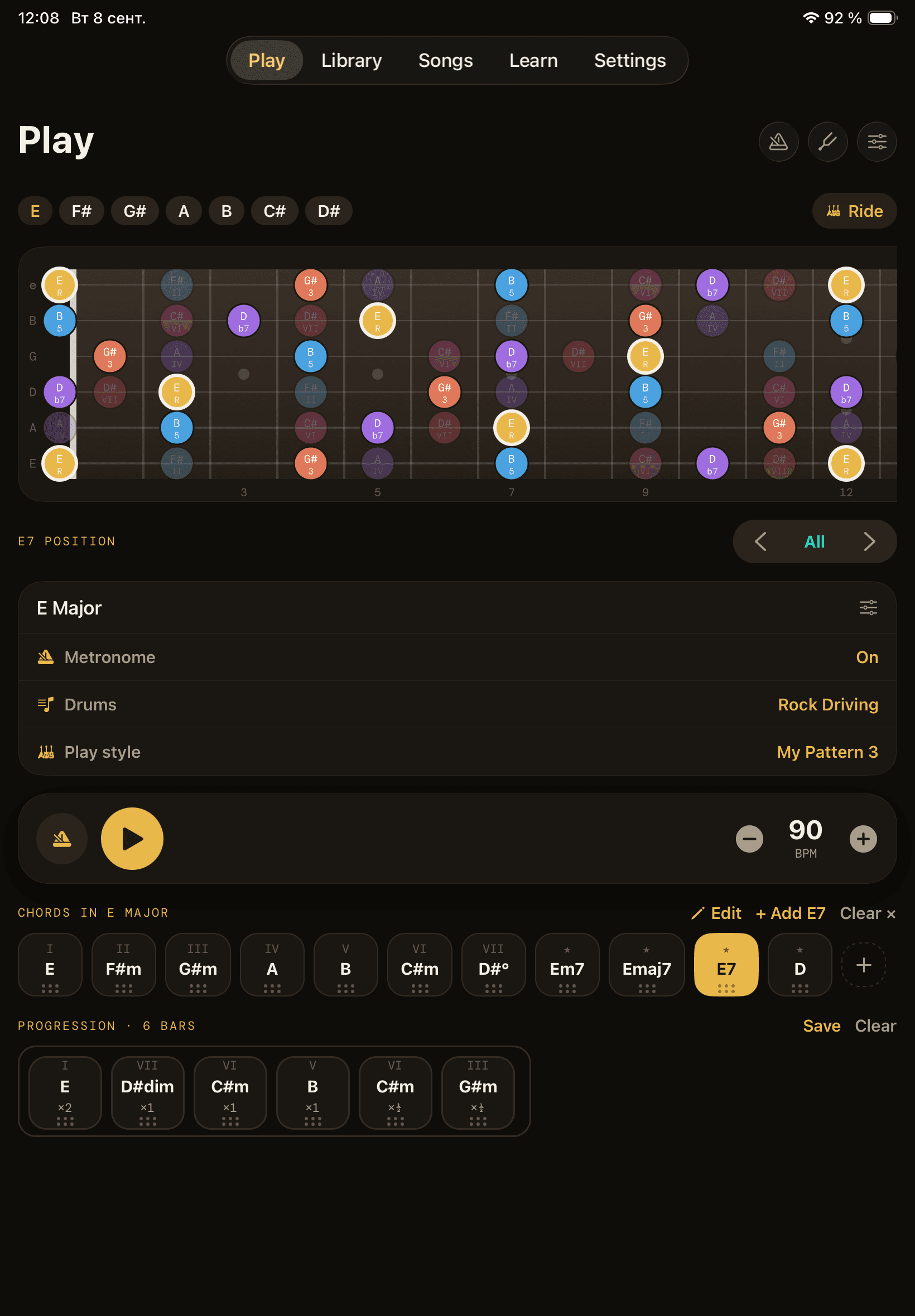 Fretride on iPad — See the Whole Neck